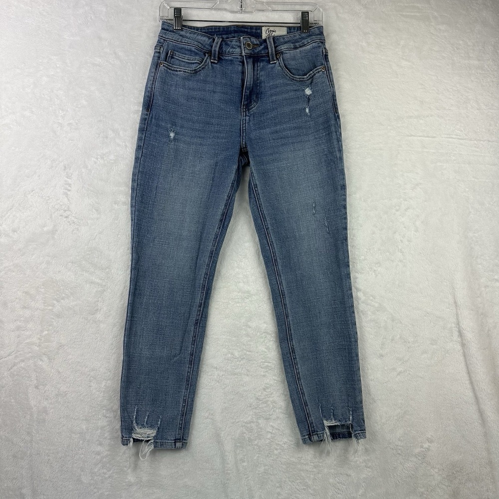Cosmic Blue Love‎ Jeans Womens Size 27 Ankle Fray Mid Rise 25"L